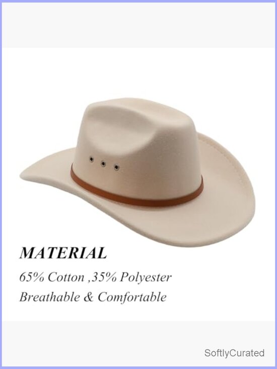 Unisex Wide Brim Felt Fedora Cowboy Hat with Buckle Belt main image 3